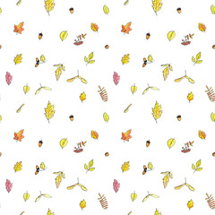 autumn doodle seamless pattern