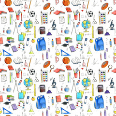 school doodle seamless pattern © cat_arch_angel