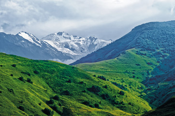 Fototapeta na wymiar The peak of the mountain Kazbek.