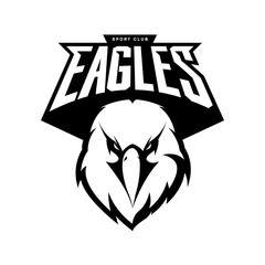 Fototapeta premium Furious eagle head athletic club vector logo concept isolated on white background. Modern sport team mascot badge design. Premium quality bird emblem t-shirt tee print illustration.