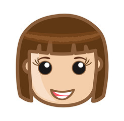 Pretty Girl Face cartoon with cute hairstyle