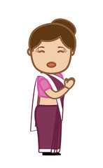 Cartoon Woman Pray Vector Concept