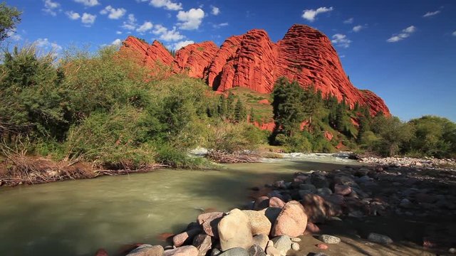Red rocks in Kyrgyzstan. Zhety-Oguz Gorge