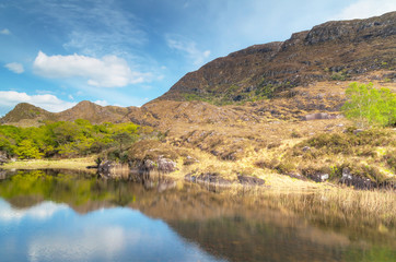 Fototapeta na wymiar Connemara lake and mountains in Co. Mayo, Ireland