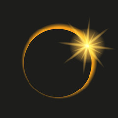 Total eclipse of the sun in dark sky. Vector illustration
