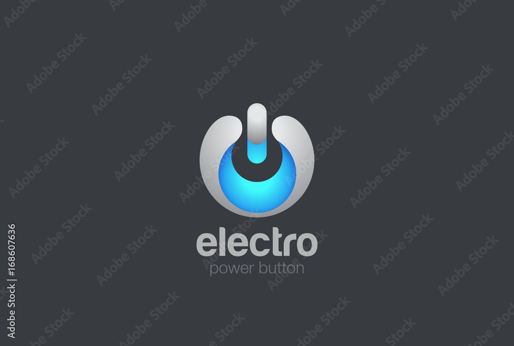 Poster power button logo design vector. hi-tech digital style