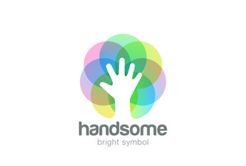 Hand up Logo vector Negative space. Help Charity Support icon
