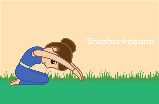 Yoga Cartoon Vector Pose - Shashankasana