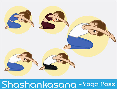 Yoga Cartoon Vector Poses - Shashankasana