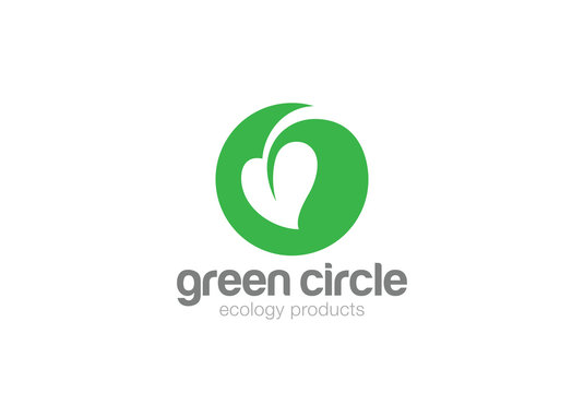 Eco Green Leaf Circle Logo vector Natural Organic Plant icon