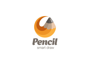 Pencil Logo design vector template Circle shape