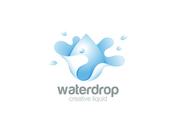 Water droplet splash Logo vector. Cosmetics SPA Liquid droplet