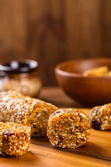 granola bars with dried fruits, seeds and honey