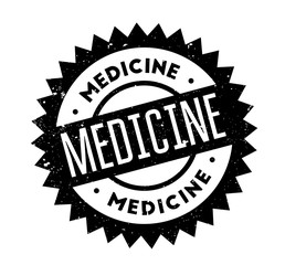 Medicine rubber stamp. Grunge design with dust scratches. Effects can be easily removed for a clean, crisp look. Color is easily changed.