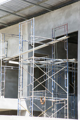 Soft focused photo of  Scaffolding for building