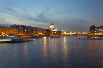 Naklejka na ściany i meble Amazing panoramic view of historical part of Moscow in the evening in Russia