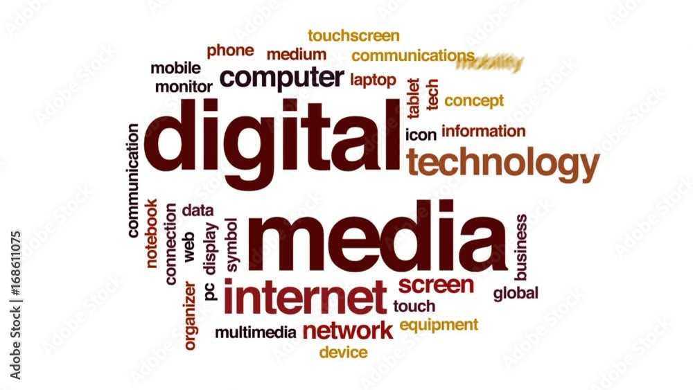 Poster digital media animated word cloud, text design animation.