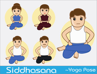 Yoga Cartoon Vector Poses - Siddhasana