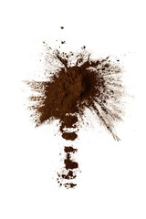 dry powder paint,  toner for printer  scattered on a white background
