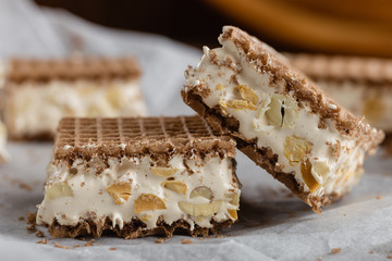 homemade traditional italian nougat with nuts