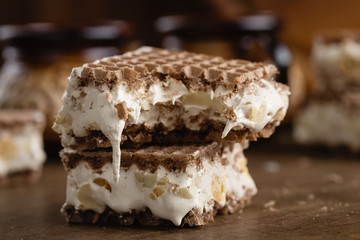 homemade traditional italian nougat with nuts