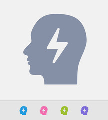 Head & Lightning - Granite Icons. A professional, pixel-perfect icon designed on a 32x32 pixel grid and redesigned on a 16x16 pixel grid for very small sizes.