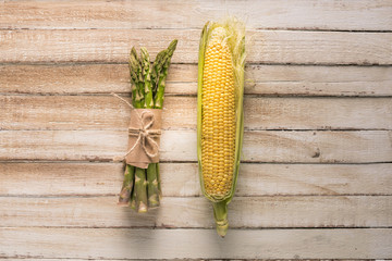 asparagus and corn cob