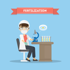 Fertilization in laboratory.