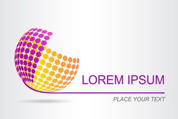 Logo stylized spherical surface with abstract shapes