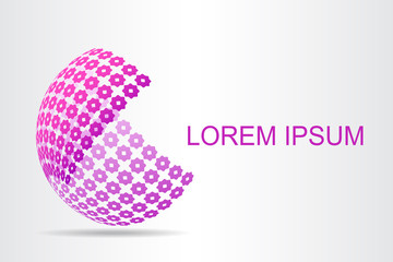 Logo stylized spherical surface with abstract shapes