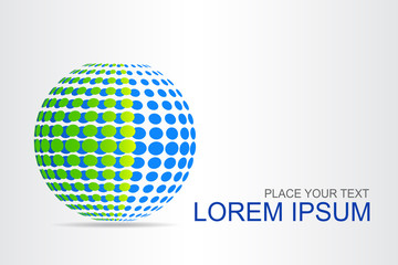 Logo stylized spherical surface with abstract shapes