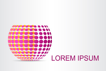 Logo stylized spherical surface with abstract shapes