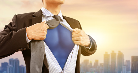 businessman in superhero costume concept
