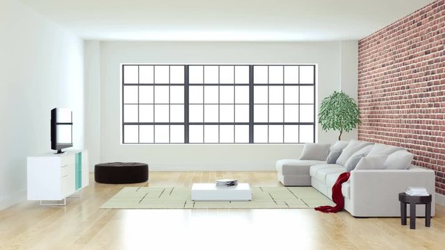 Modern livingroom with daylight from window
