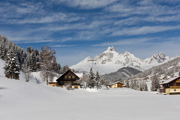 Fototapeta premium Berglandschaft im Schnee, Alpen 