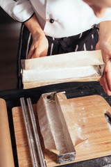 fill the dough in steel moulds