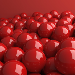Red balls background. 3D Rendering.