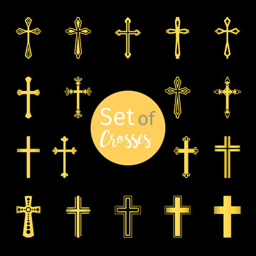 Christian crosses signs in golden color