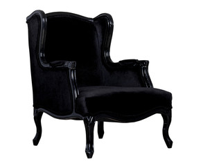 Black textile classic chair isolated on white background