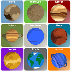 Icons of all planets in the solar system