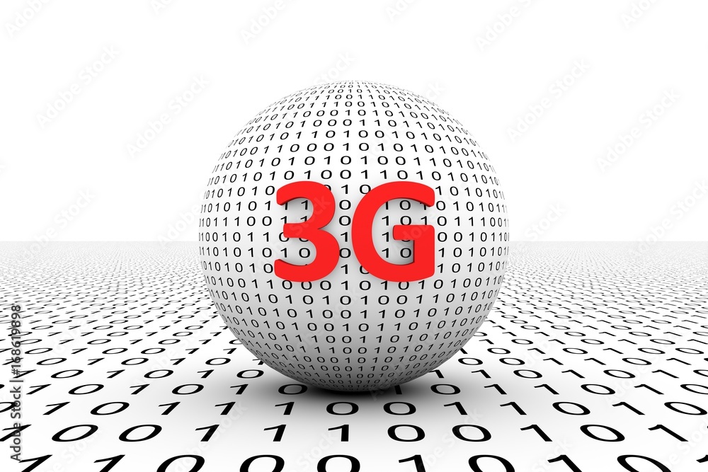 Poster 3g conceptual sphere binary code 3d illustration