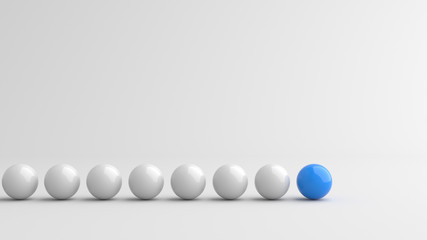 Leadership concept, blue leader ball, leading whites. 3D rendering.