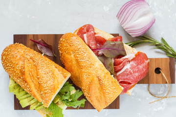 sandwiches with avocado and meat