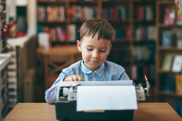 Boy with typewriter