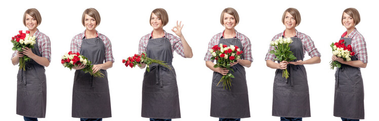 female florist isolated on white background