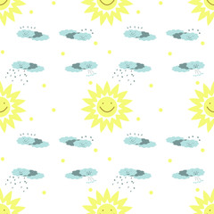 pattern con sole, nuvole, vento, pioggia
