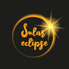 Solar eclipse vector illustration on dark background