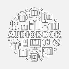 Fototapeta na wymiar Audio book round illustration