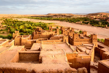 Panoramic photo of Ait Benhaddou, Morocco - UNESCO world heritage 