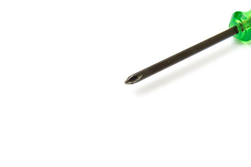 Close-up of used Screwdriver head on white background